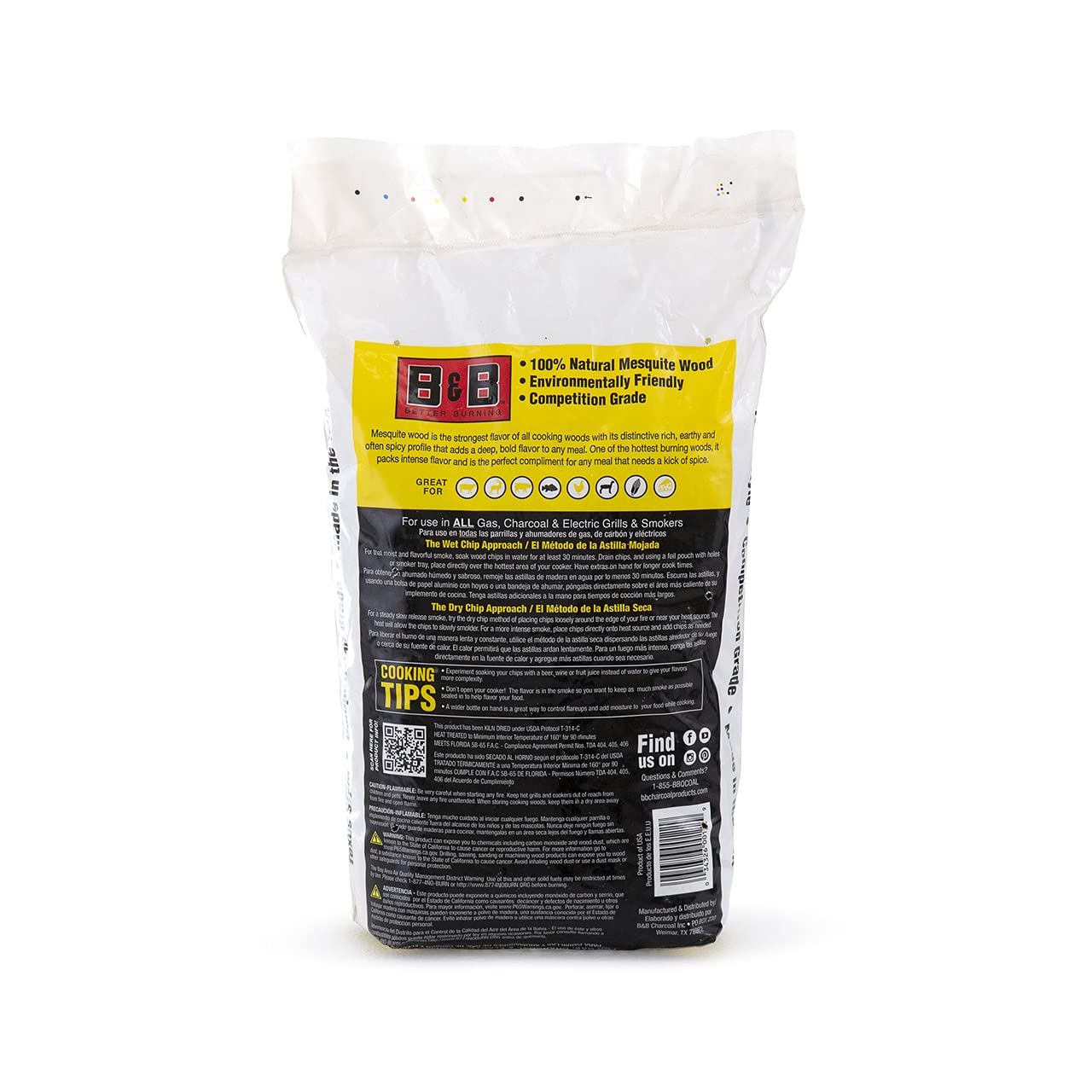 B&B Charcoal Mesquite Wood Smoking Chips 180 cu. in.