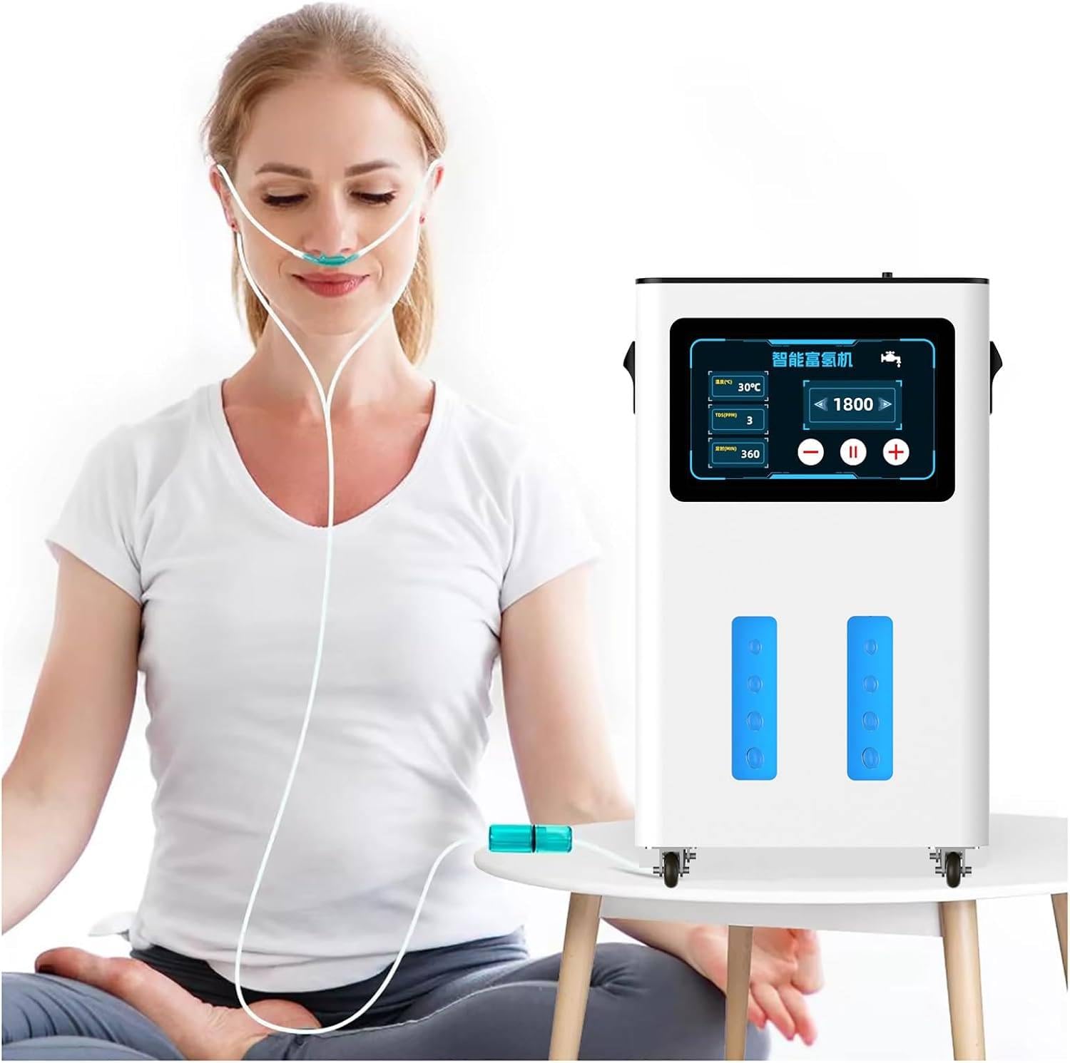 Tragbare Wasserstoff-Inhalationsmaschine, Hochreiner Gasgenerator, intelligenter Ventilator, LED-Touch-Display, für Zuhause, Reisen, Wellness