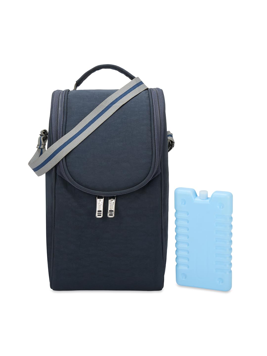 Insulated Lunch Bag, Navy Blue, Polyester, with Reusable Ice Pack and Adjustable Shoulder Strap, 18x18x32 cm-image-43