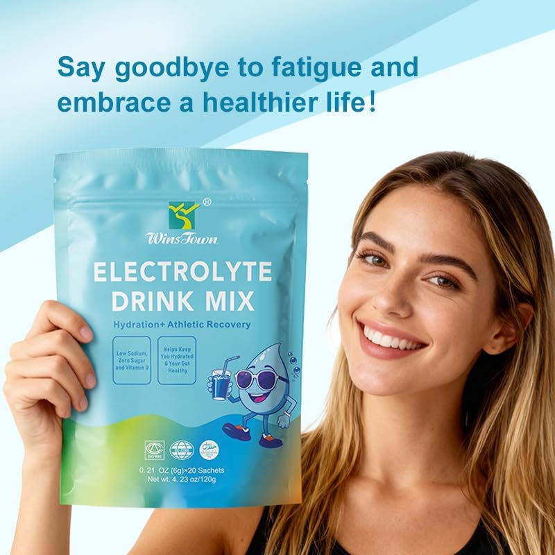Electrolyte Drink Mix Powder – Zero Sugar Hydration Drink, Low Sodium Electrolyte Beverage for Daily Hydration & Active Lifestyles – 20 Travel Sachets
