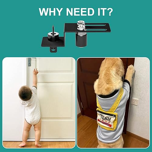 Miniatura 3 de TSMST Cerradura superior de puerta a prueba de niños, cerradura de puerta de seguridad con doble rodillo ajustable, evita arañazos, sólida y segura,