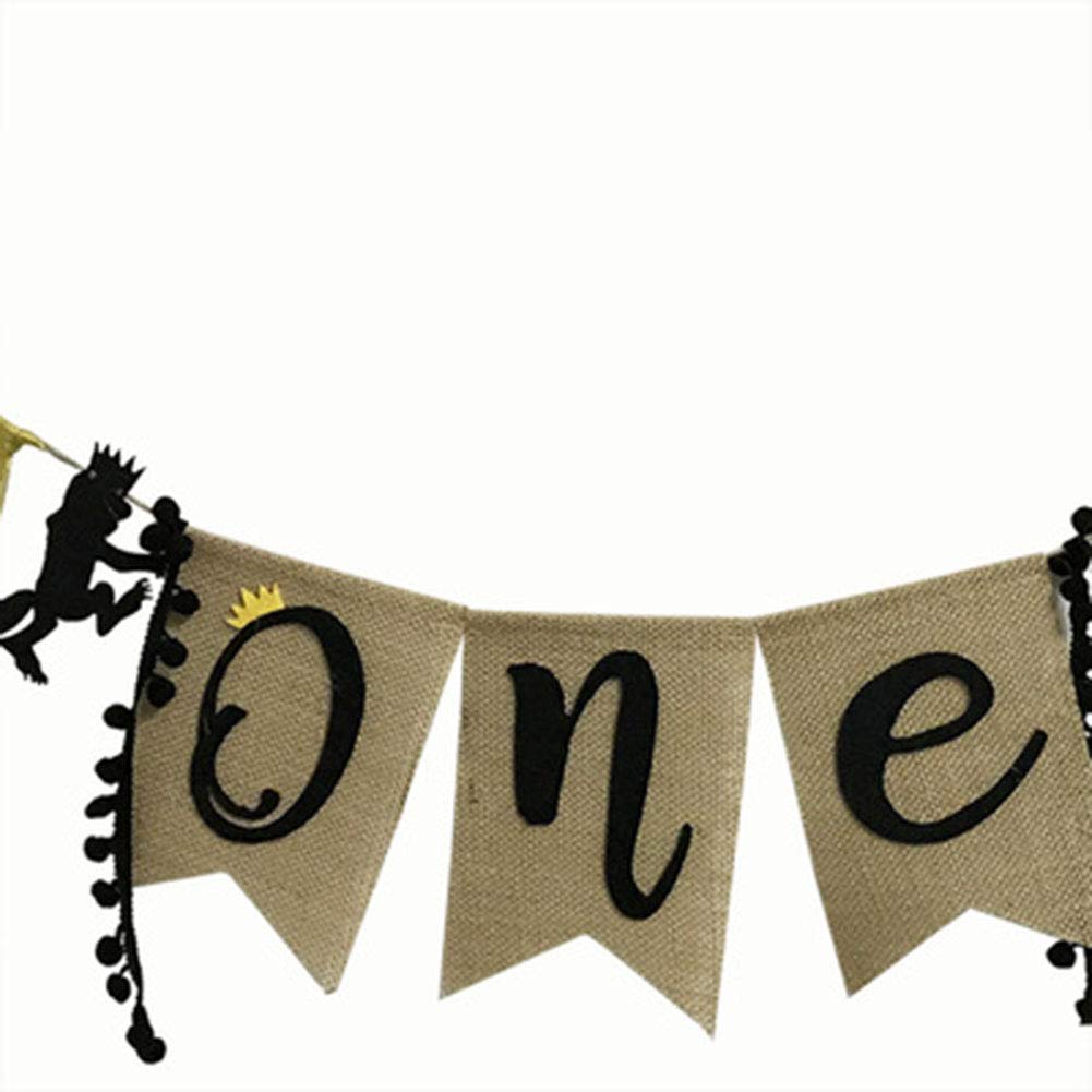 Wild One Birthday Banner - Gold & Black Where The Wild Things Are Inspired Highchair Decor