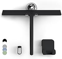 GÜTEWERK 11-Inch Silicone Shower Squeegee for Glass Doors - Streak-Free Bathroom Cleaner, Strong Suction Hook, Matte Black