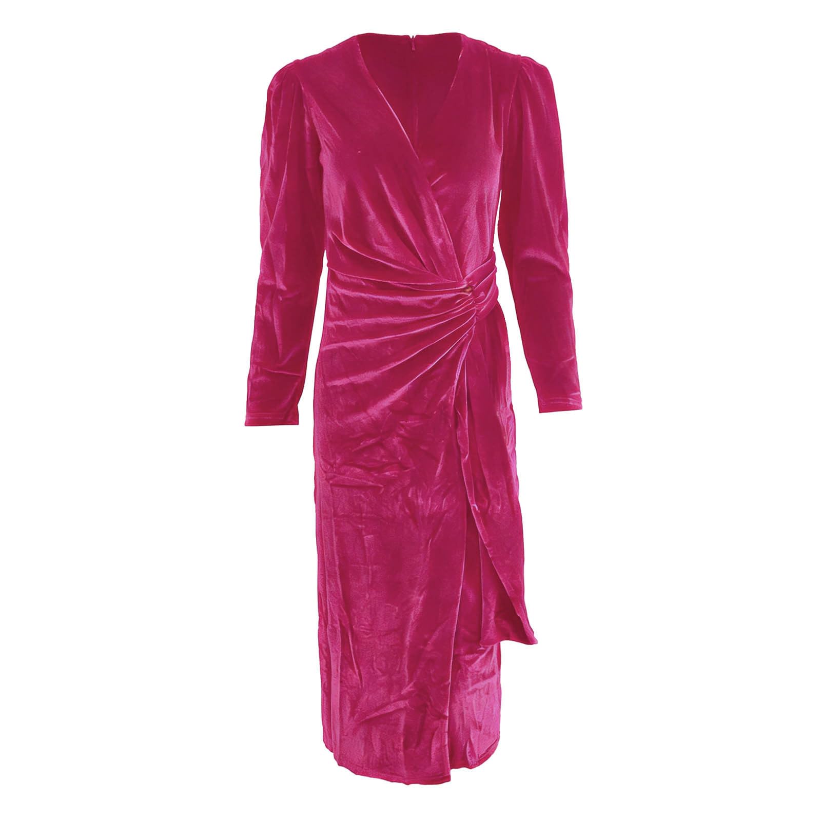 Generisch Vestido de noche para mujer, vestido de invierno, manga larga, vestido festivo, elegante, bodycon, vestido de baile, cuello en V, vestido largo, vestido de fiesta, vestido de terciopelo