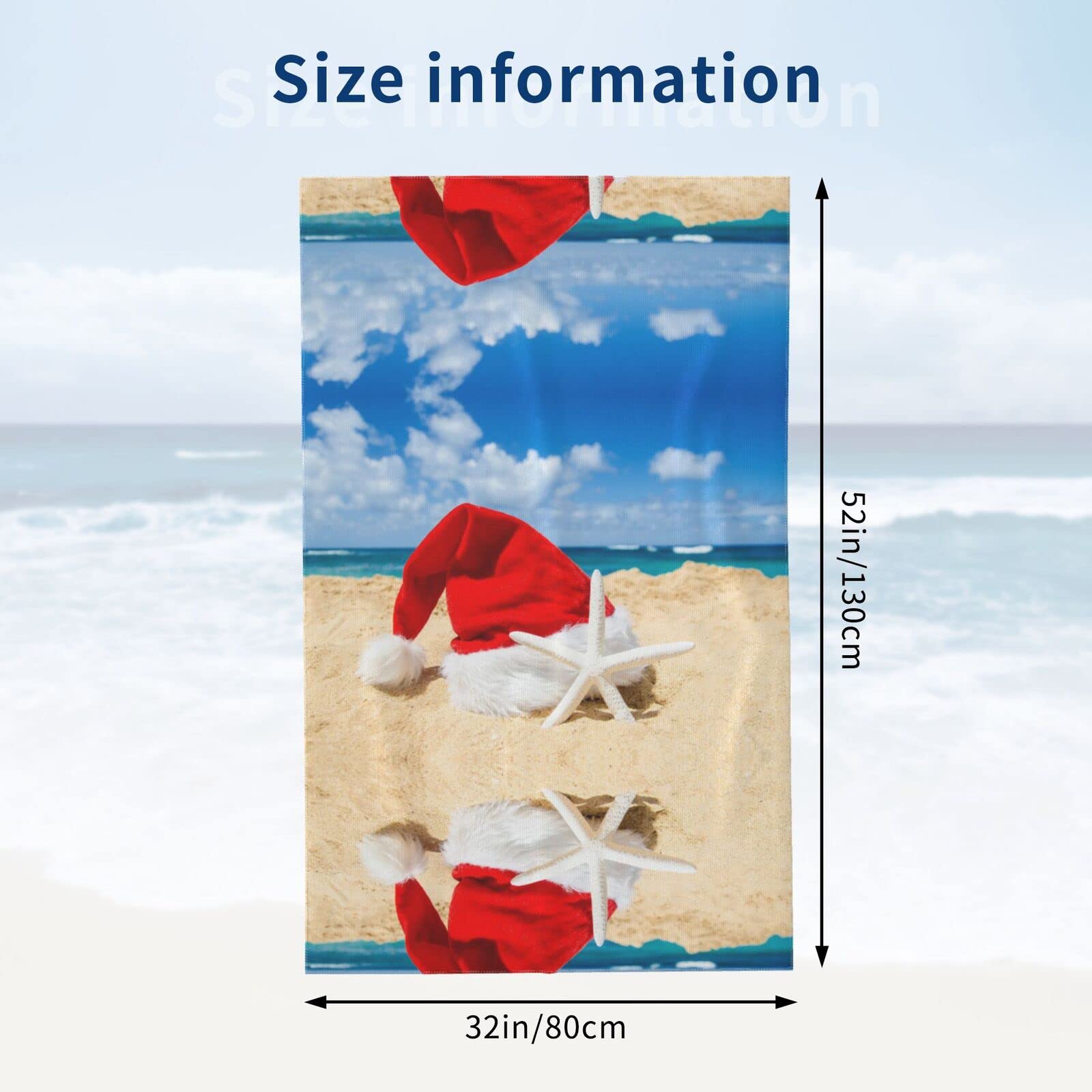 Czapka Świętego Mikołaja na plaży i rozgwiazda ręcznik plażowy i ręcznik do jogi, szybkoschnący ręcznik podróżny z mikrofibry na plażę, basen, do pływania, rąk, twarzy i ciała