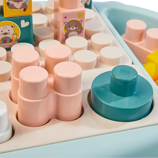 Foto 2 de 6 de Ecoiffier- Mesa Infantil de Actividades, 22 Piezas de Construcción, Colores Pastel, Espacios de Almacenamiento