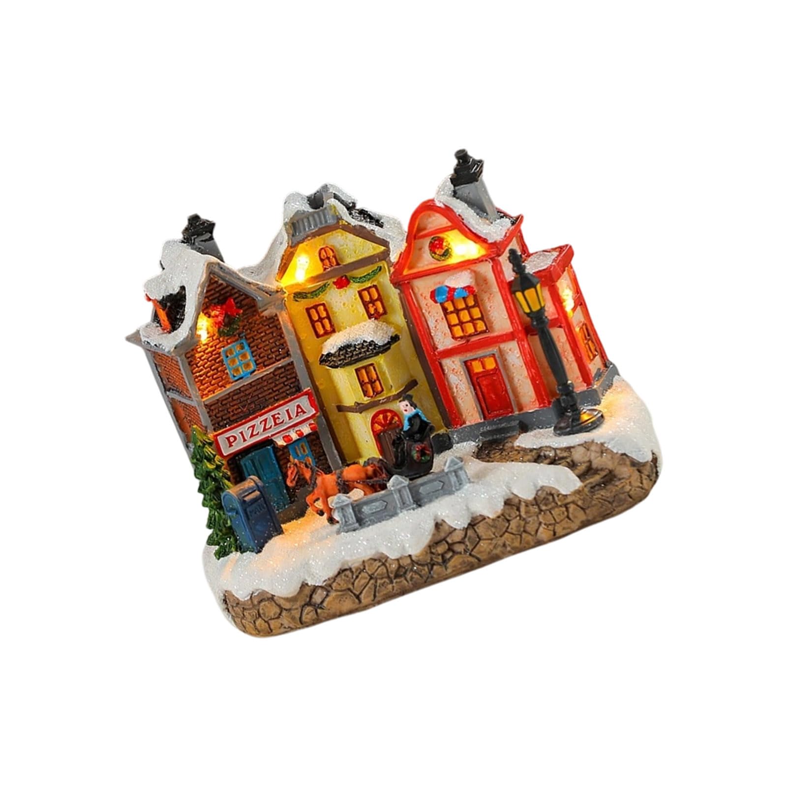 Pangboer C Resin Hristmas House Table Decoration, Warm Led Village Accent For Shelf Mantel Sideboard Desktop Holiday Styling Miniature Holiday House Enterpiece Festive Home Accent Winter Shelf Decor Tabletop