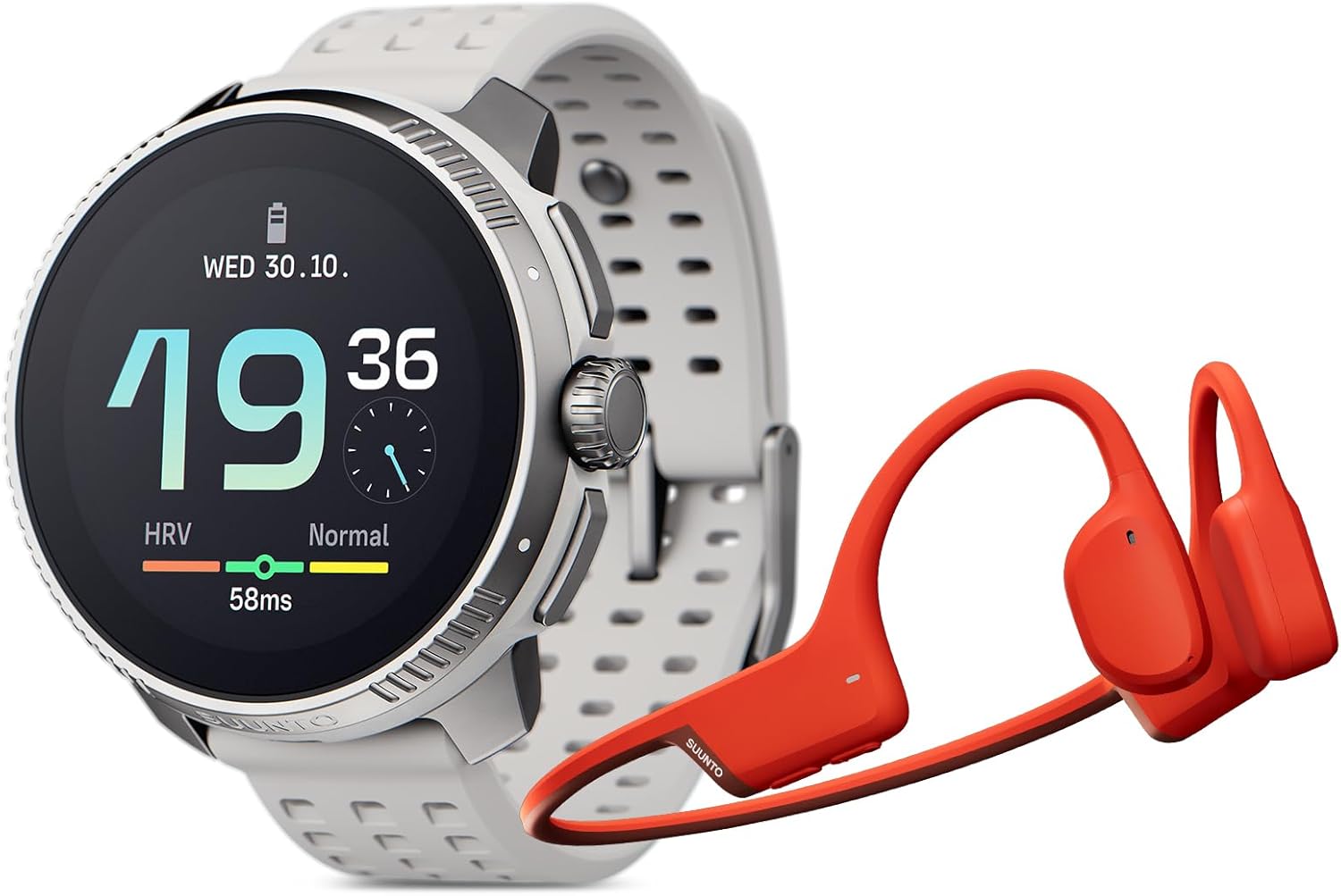 SUUNTO Race Stainless Steel GPS Sports Watch Birch, Sonic Bone Conduction Headphone Red
