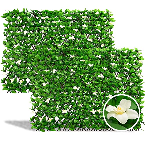 DOEWORKS Expandable Fence Privacy Screen for Balcony Patio Outdoor, Faux Ivy Fencing Panel for Backdrop Garden Backyard Home Decorations - 2PACK