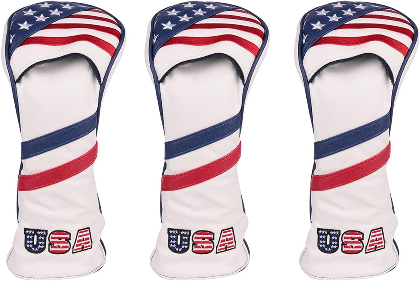 Golf Builder 3pcs/Set USA Stars and Stripes Golf Club Hybrid Head Covers Utility UT Covers with Adjustable Number Tag