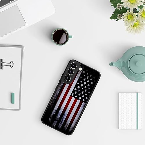 Miniatura 7 de Tnarru Funda compatible con Samsung Galaxy S22, diseño de bandera estadounidense, parte trasera de policarbonato duro y lados de TPU suave, a prueba