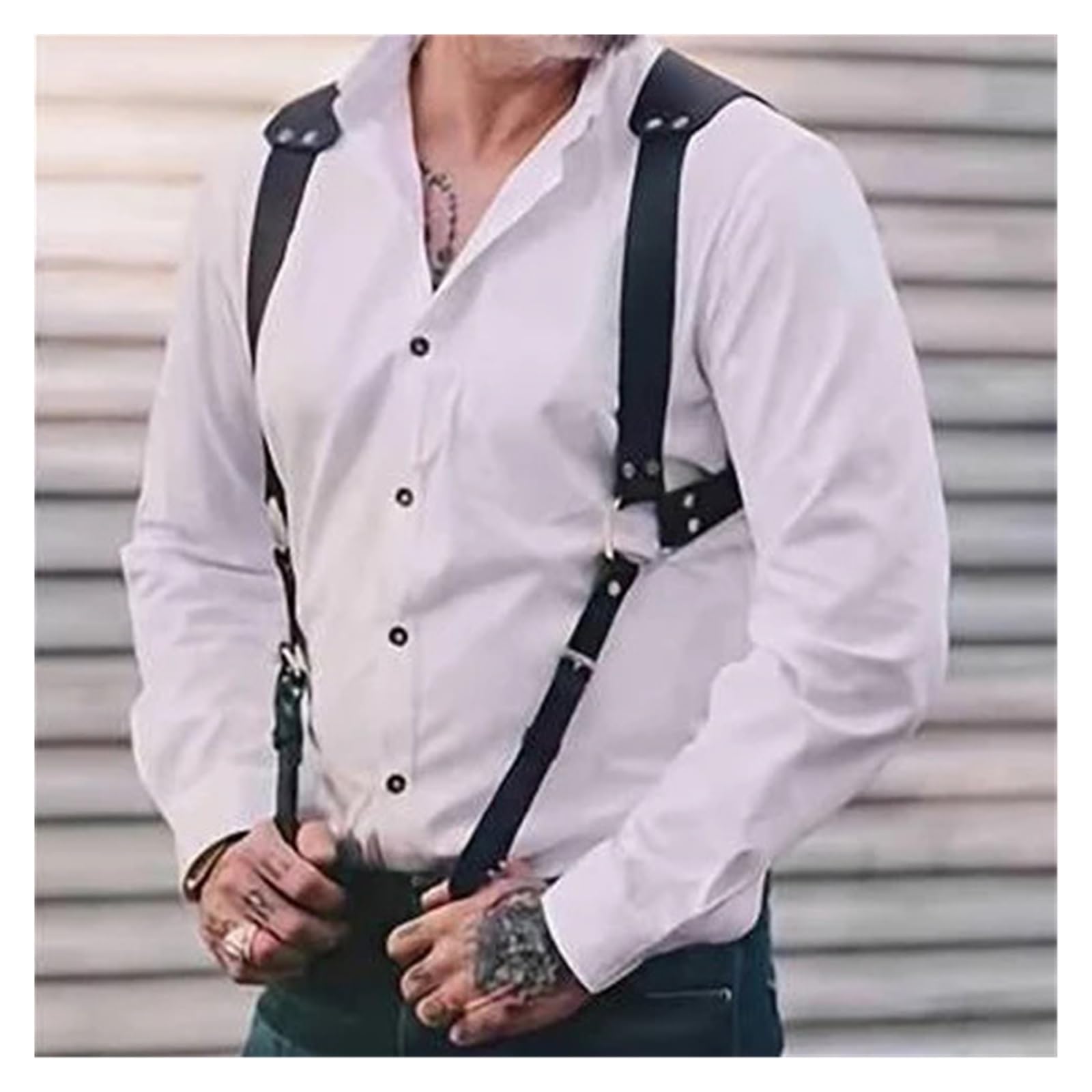 Amazon.co.jp: メンズ Y ハーネス PU レザーサスペンダー紳士ハーネス