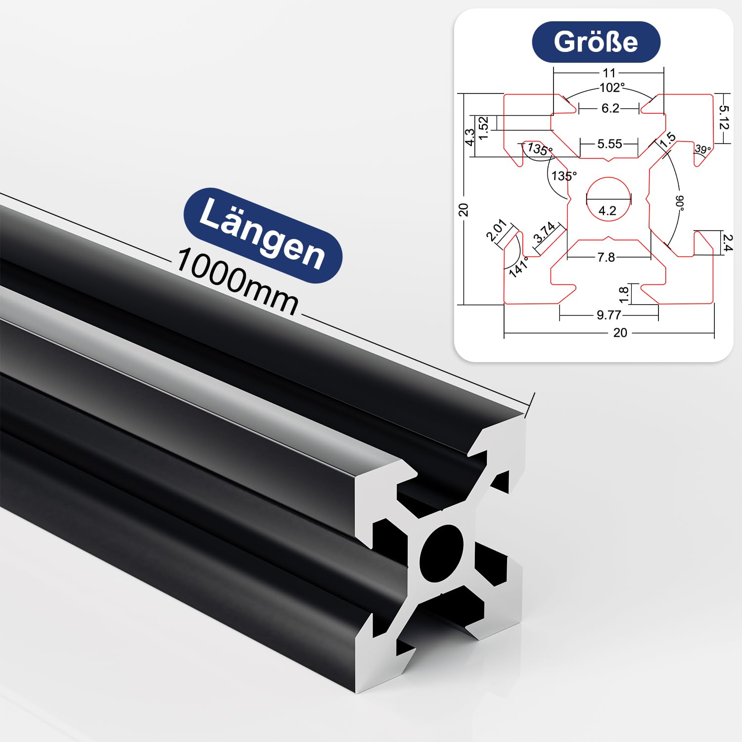 Aluprofil 20x20 Nut 6 Typ B/6x2m=12Meter 2020 System Nut Alu Profil Steck T C U
