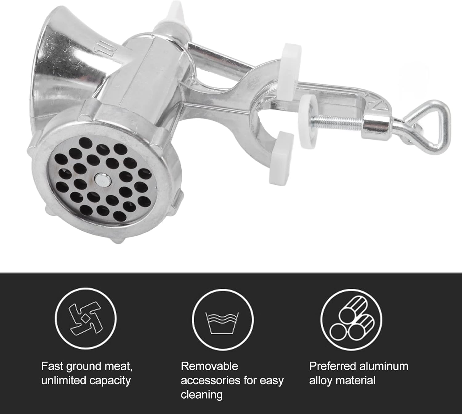 Meat Grinder Manual Aluminum Alloy Heavy Duty Hand Crank Sausage Filler - Multipurpose for Beef Pork Chicken, Low Noise, Easy to Use for Home Cooking