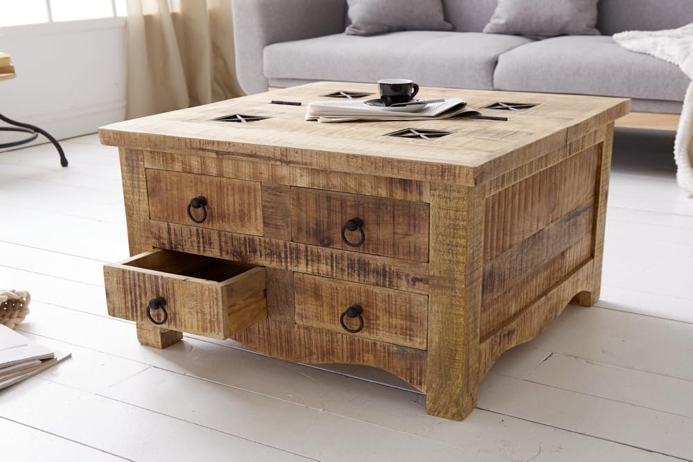 Couchtisch IRON CRAFT 70cm - natur - Holz - handgefertigt robust