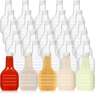 Roshtia 30-Pack 16oz Clear Plastic Squeeze Bottles with Flip Top Caps - Bulk for BBQ Sauce, Ketchup, Salad Dressing