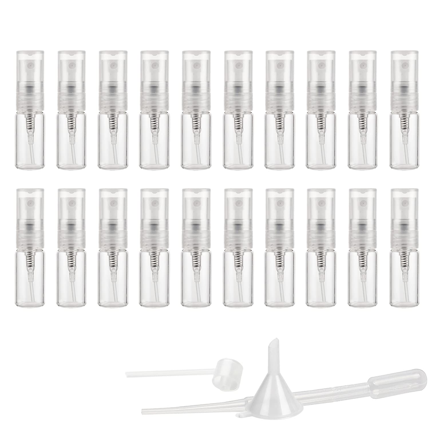 100 Pezzi 3ml Transparente Vetro flacone spray Perfume Porta Profumo in Vetro Piccolo Flacone Spray per Nebbia Riutilizzabile Portatile, Bottiglia di Profumo, Cosmetica, Viaggio