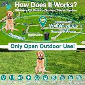 2 in 1 gps wireless dog fence with outdoor pet barrier range 33 1094 yd electric pet containment system portable waterproof rechargeable collar 9 26 in medium  large breed only outdoor use   cucciolini doodles