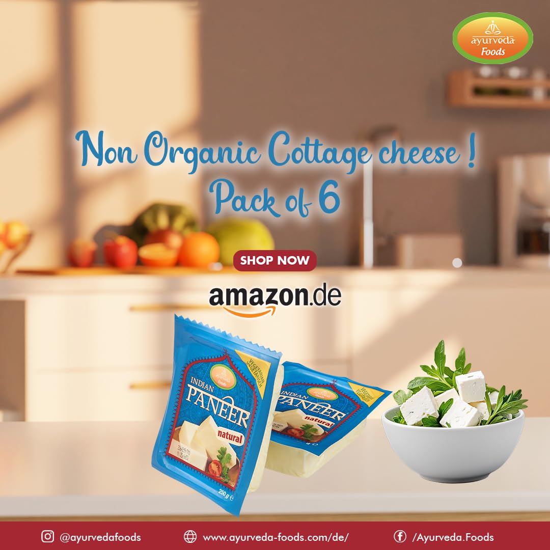 Ayurveda Foods - Paneer (Panir) Käse Natur 6er Set à 250g Vegetarisch, frei von Konservierungsstoffen oder künstlichen Aromen