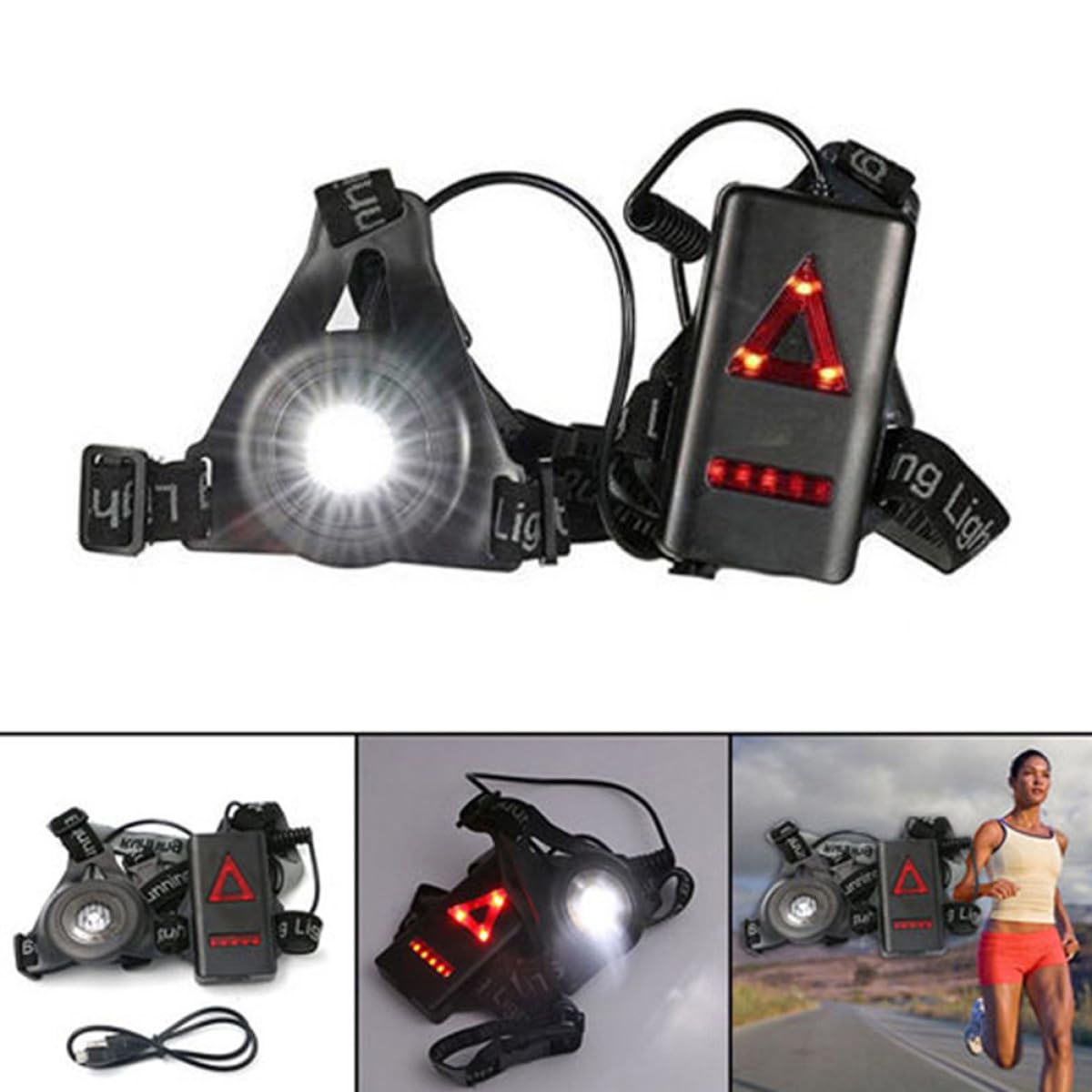 KOMBIUDA Luces led lamparas led luz de Pecho LED Recargable USB lámpara de Pecho para Correr Luces de Marcha LED lámpara de Pecho para Corredores Impermeable Luz de Alerta