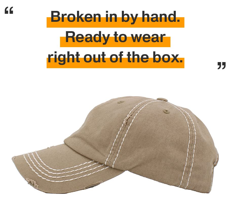 Image of KBETHOS Vintage Washed Distressed Cotton Dad Hat Baseball Cap Adjustable Polo Trucker Unisex Style Headwear