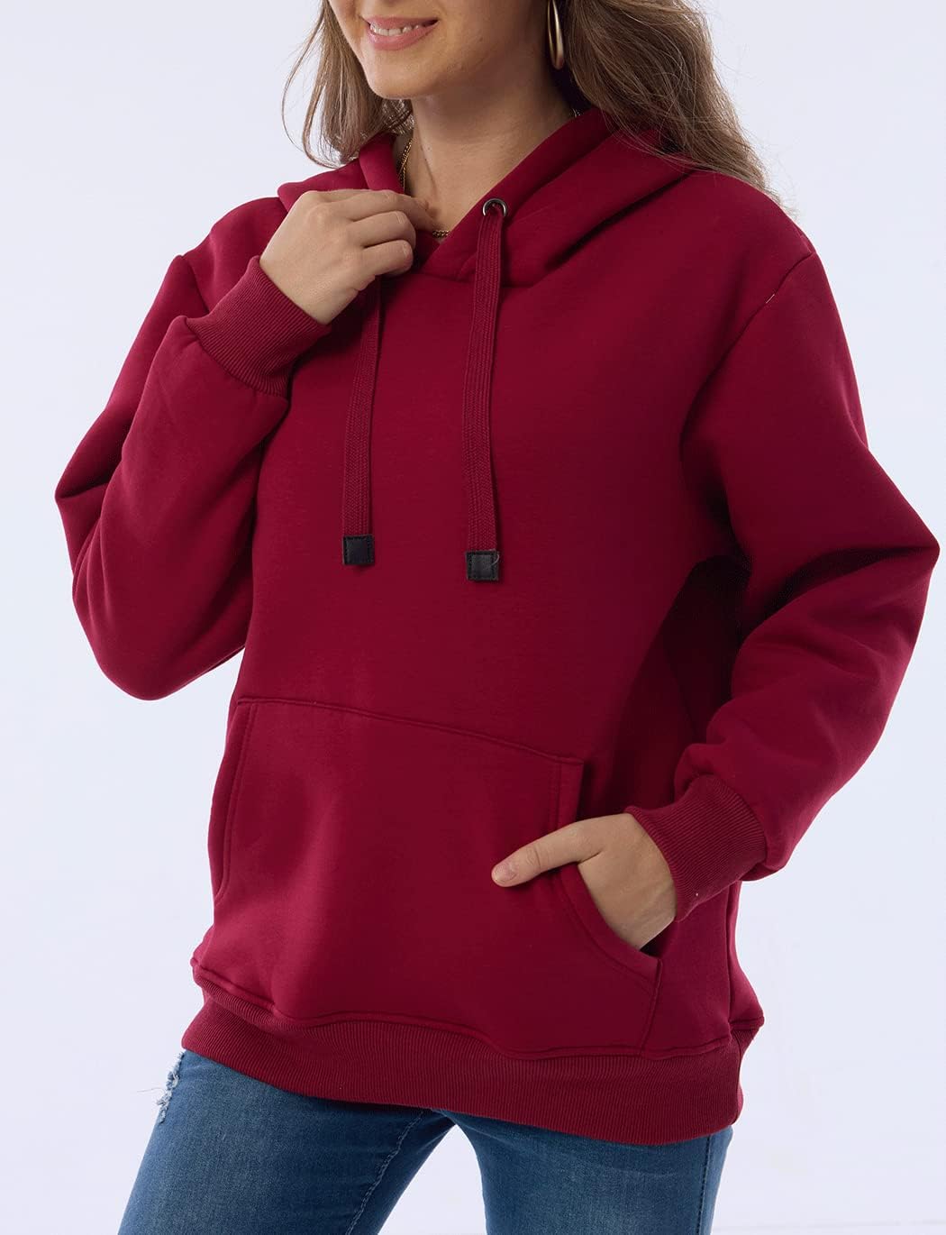 Haellun Womens Casual Winter Warm Fleece Sherpa Lined Pullover Hooded Sweatshirt - Image 2