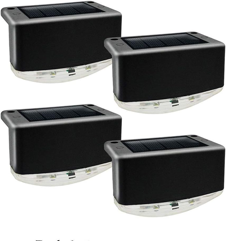 CHEEKONSolar Rail Lights Outdoor Waterproof Very Bright 60 Lumens 4300K Warm White Black Step Deck Railing Stair Fence Edges Garden Patio (4pcs) (Black, 4pcs)