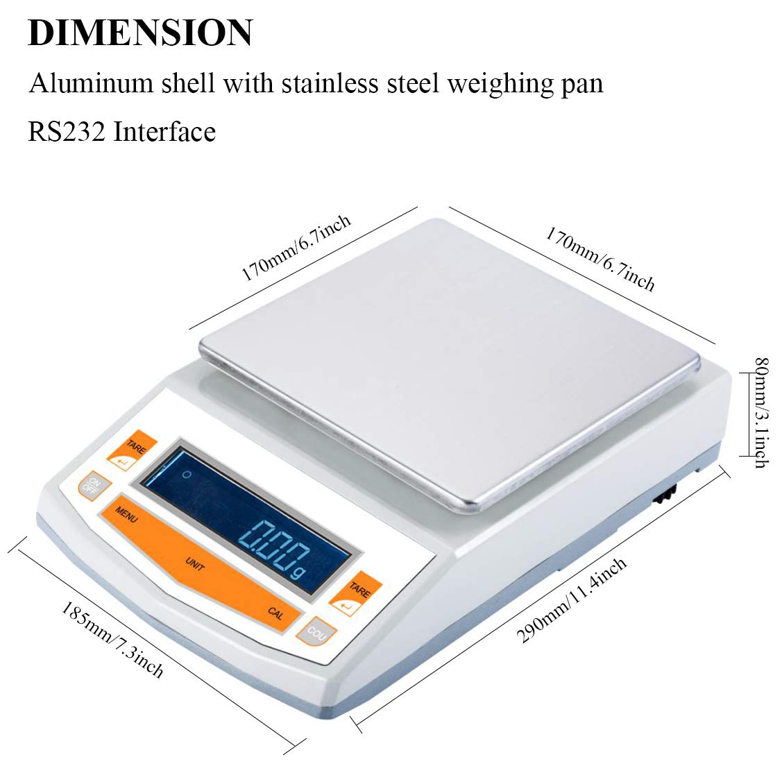 Bonvoisin Balance de Laboratoire Électronique Professionnelle 0,01 g RS232 Interface de Précision Numérique en Aluminium Coquille (2000g,0.01g)