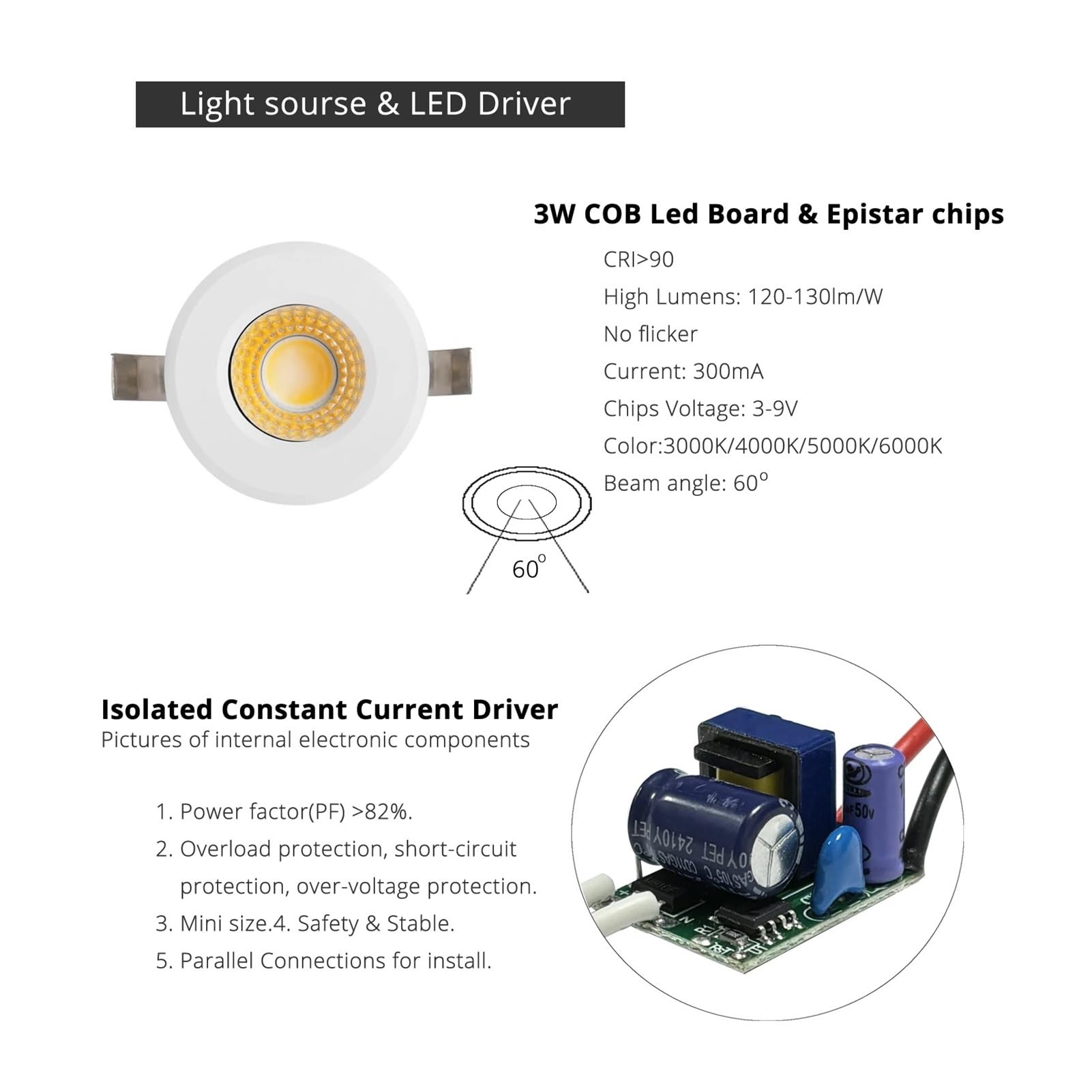 Revive Furniture Mini foco LED COB de 3 W, empotrable en el techo, regulable, brillo ajustable, 110 V/220 V, perfecto for el hogar, hotel y tienda.(Silver 10 pieces,NATURAL WHITE 4000K_TRAIC DIMMABLE)