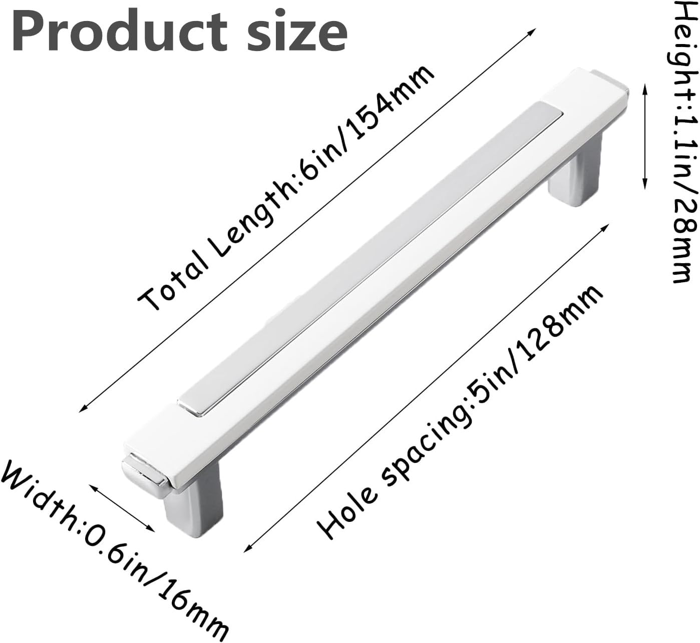 SYZOW 6 Pack Cabinet Handles Kitchen Cabinet Knobs Silvery White Cabinets Pulls for Dresser Drawer Bathroom Bedroom Furniture Hardware 128MM - Image 2