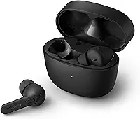 PHILIPS TAT2206BK/00 - Fone de ouvido sem fio TWS bluetooth com microfone, formato em haste, IPX4 e energia para 18 horas totais, Preto