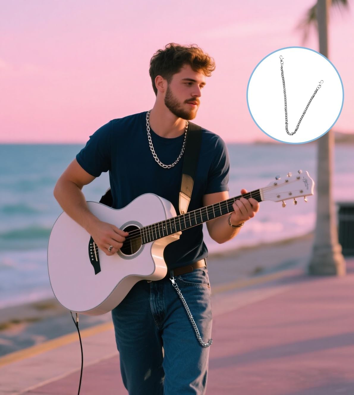 Skull Chains Punk Wallet Chain - Wallet Chains for Men Trousers Pants Chains for Biker Heavy Belt Goth Accessories (sliver-1) - Image 4