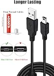 2 Pack 10ft PS3 Controller Charger Charging Cable - Magnetic Ring Design Mini USB Data Sync Cord for PS Move Playstation 3 Dualshock 3 Controllers