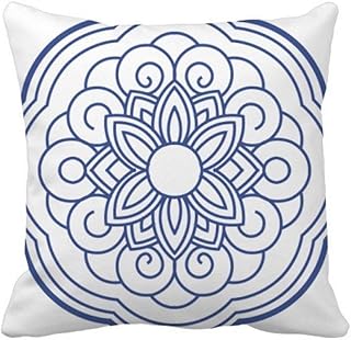 beatChong - Funda de cojín cuadrada con diseño de flores chinas, color azul