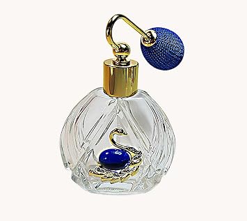 Unique crystal perfume bottle with elegant blue bulb spray mounting