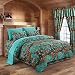 The Woods Teal Camouflage King 8pc Premium Luxury Comforter, Sheet, Pillowcases, and Bed Skirt Set by Regal Comfort Camo Bedding Set For Hunters Cabin or Rustic Lodge Teens Boys and Girls
