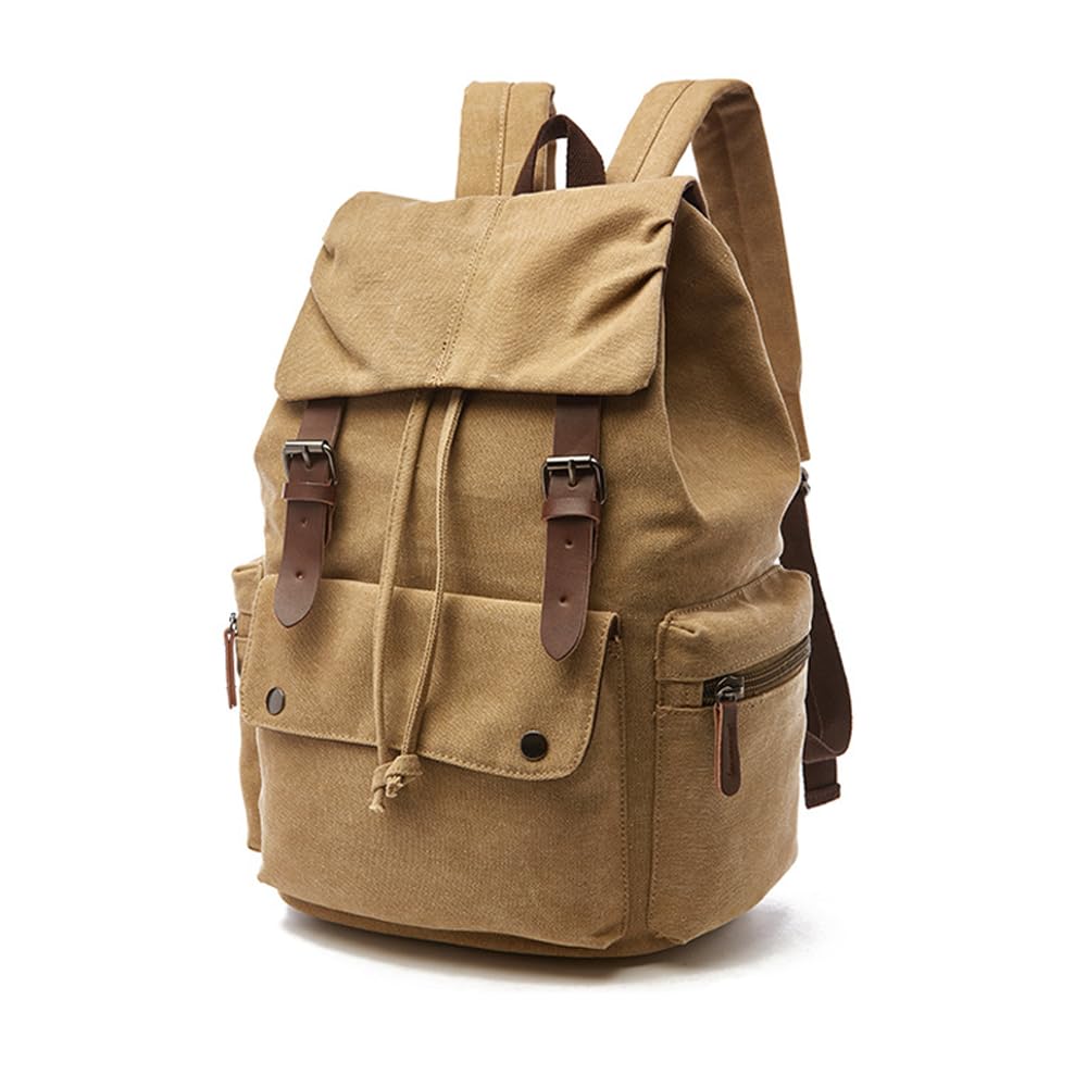 XINYASEE Hombres Mujeres Lienzo Impermeable Vintage Laptop Mochila Senderismo Bolsa de Viaje Unisex Retro Mochila Universitaria 14" Laptop Bolsa de Viaje Escuela Camping Lienzo