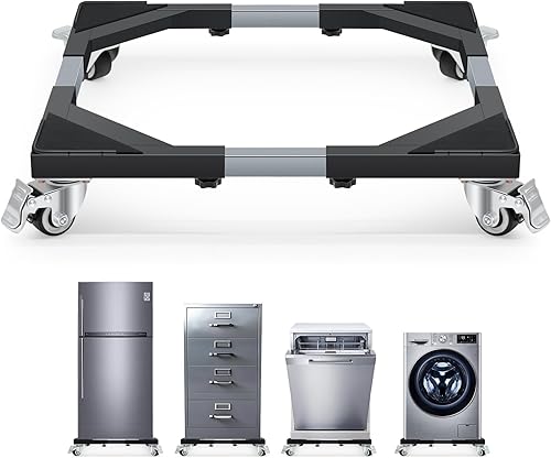 Nefish Carrito de muebles mejorado para lavadora con ruedas, resistente de 21 a 28 pulgadas, rodillo para electrodomésticos de acero inoxidable de