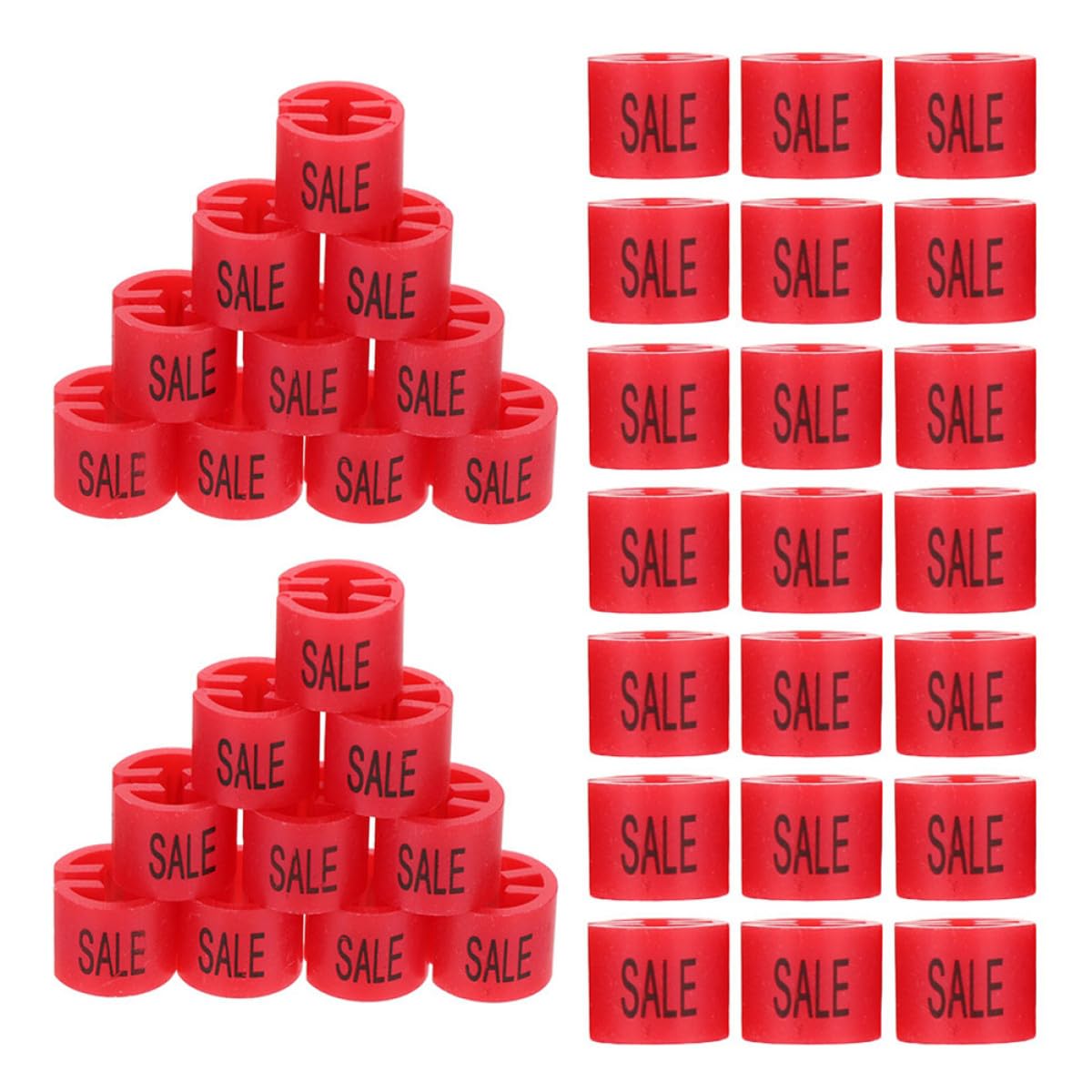 Marcadores de tallas rojos para perchas de plástico, pack de 200 piezas para comercios y hogar