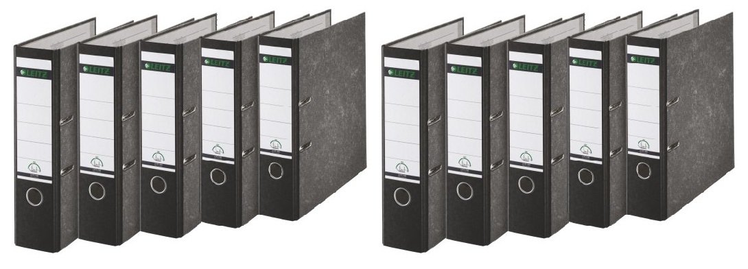 Leitz 1080/1050 Standard Ordner A4 (breit | 10er Pack, schwarz) (breit | 10er Pack, schwarz)