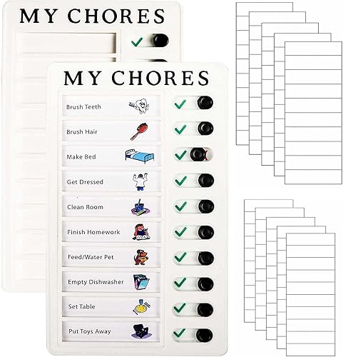 Yunguoguo Tabla de tareas para niños, 2 piezas My Checklist Tablero de tareas desmontable con 10 cartulinas en blanco recordatorio de caravana,