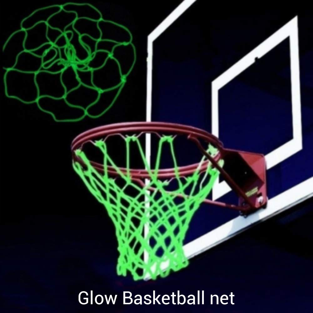 Rete da basket verde fluorescente, rete per canestro da basket, rete standard in nylon intrecciato autoluminosa, per esterni