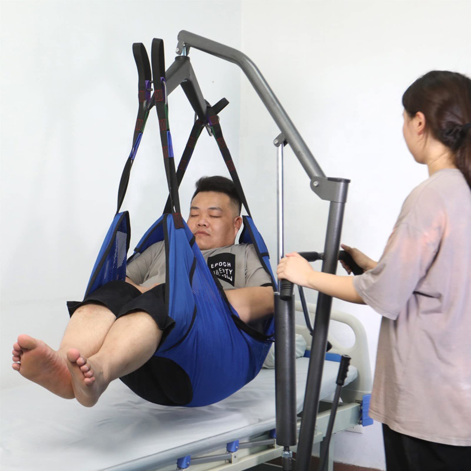 Cabestrillo de elevación para pacientes de cuerpo completo Cabestrillo de elevación de malla de cuerpo completo universal con apertura de inodoro, cabestrillo de transferencia para baño de ducha de pa