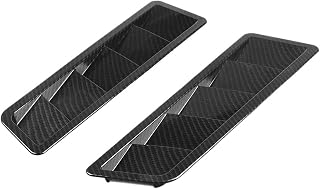 17X5 Inch Universal Car Air Intake Scoop Bonnet Hood Vent Louver Cooling Panel Trim Set Matte Black ABS 2PCS(Carbon black)