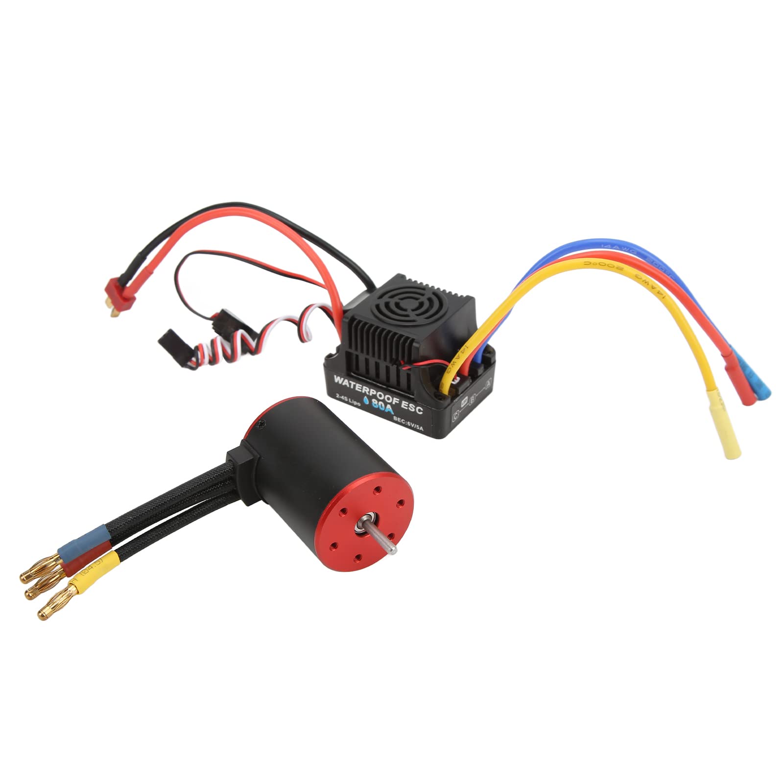 Silnik RC ESC Combo, Silnik Bezszczotkowy 3650 3900KV 80A Wodoodporny Regulator Prędkości ESC RC Część Samochodu RC dla 1/8 1/10 RC Car