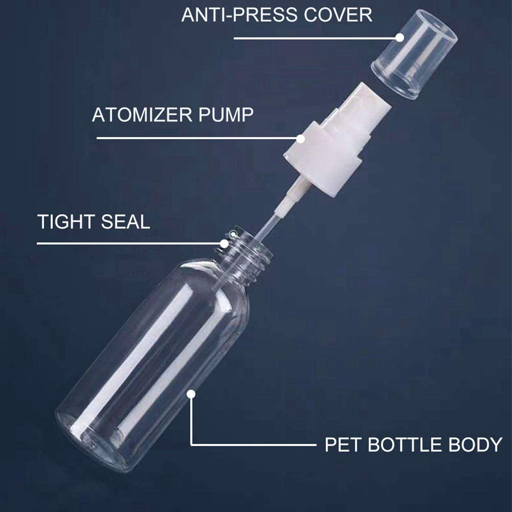 216 x 30 ml, 1 oz mini bottiglie a nebbia fine bottiglie ricaricabili piccole bottiglie da viaggio in plastica trasparente vuota