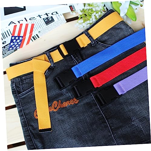4pcs Adjustable Unisex Canvas Belt Lightweight Plastic Buckle Waist Belt for Men and Women Breathable Material Matching Random2