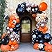 139Pcs Halloween Balloon Garland Arch Kit - Black Orange Balloons Mylar Spider Bat Balloons with 3D Bat Sticker Decoration for Kids Halloween Party Decorations Indoor Outdoor Supplies (Black Orange)