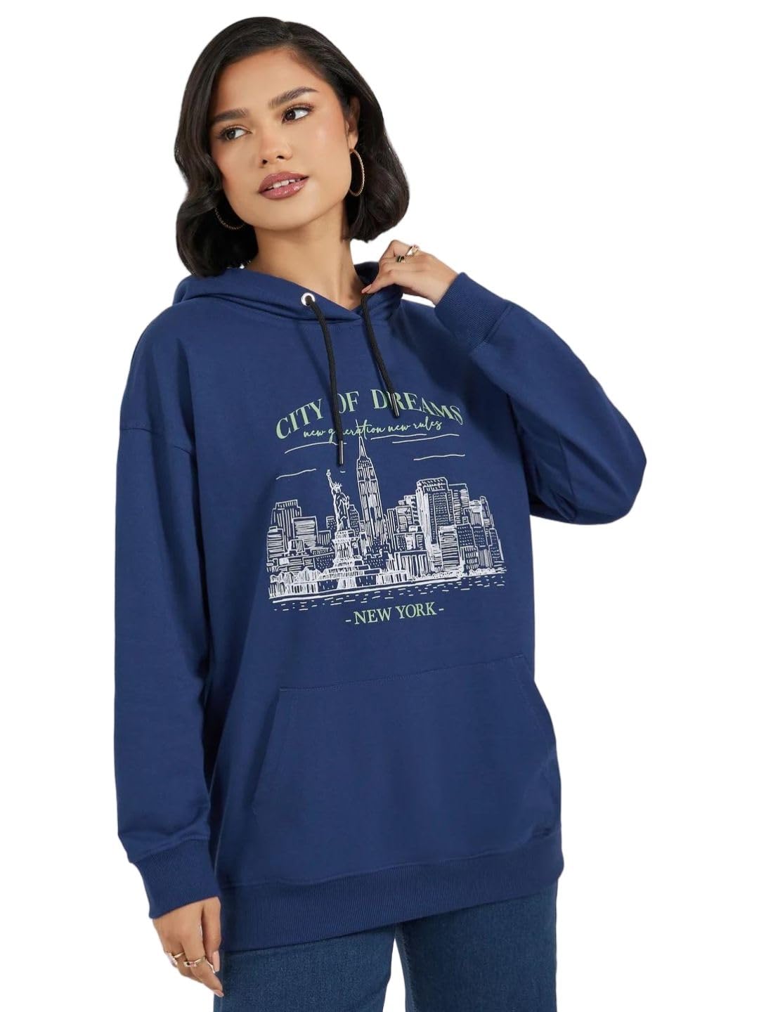 styli Women's Cotton Hooded Neck Sweatshirt (70089908_Navy Blue_L)-picture-26