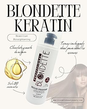 Blondette Professional Brazilian Straightening Chocolate & Argan Oil, Keratin Hair treatment 16 oz